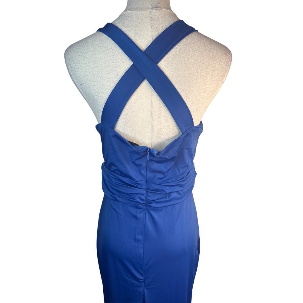 New Miss Ord Royal Blue Large Empire Waist Gown With Crisscross Back - Picture 8 of 13